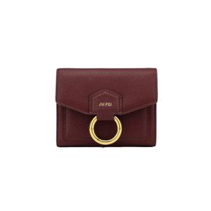 NEW JW PEI Burgundy Stella Grained Vegan Leather Trifold Wallet